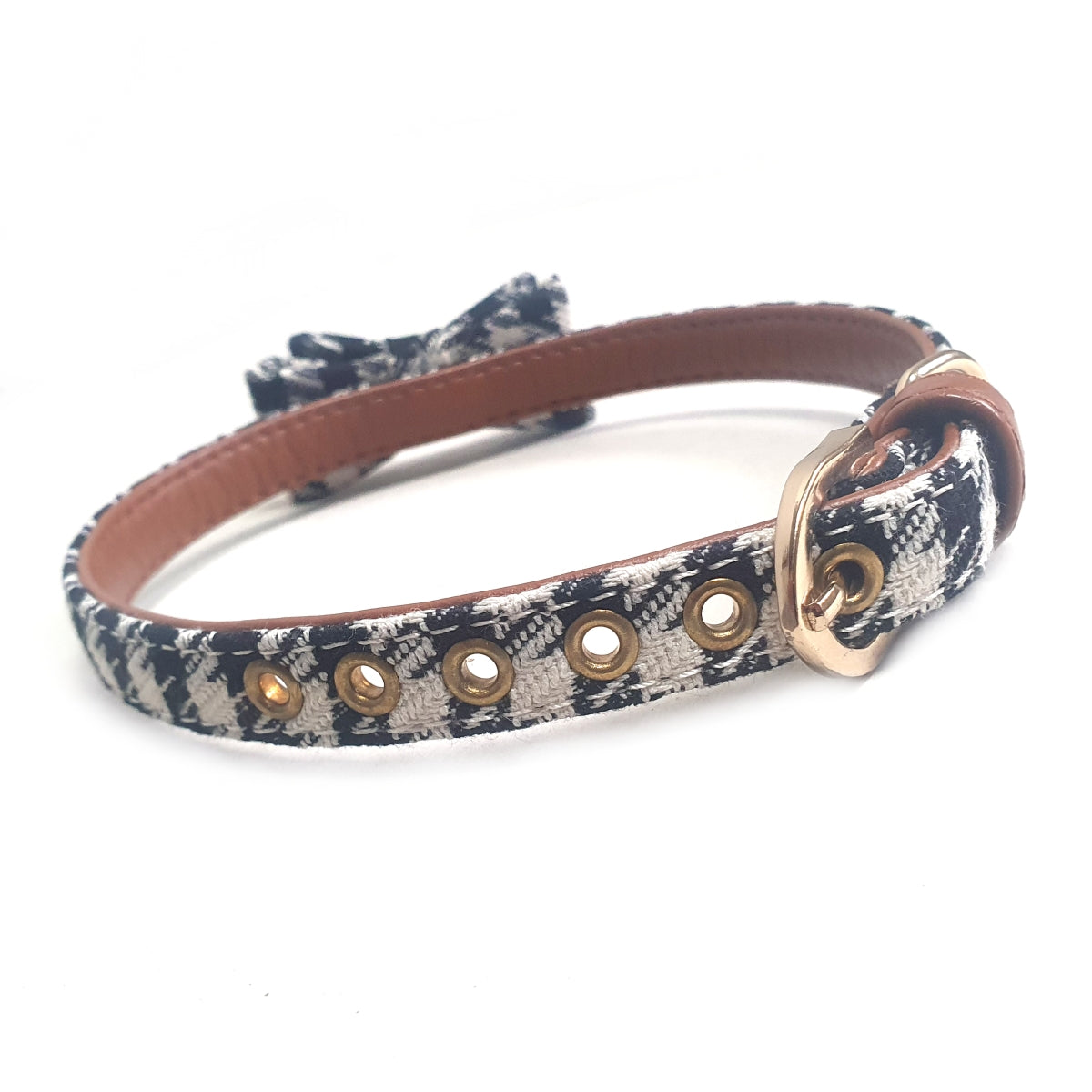 Collier Tissu Nœud Noir et Blanc pour Chien