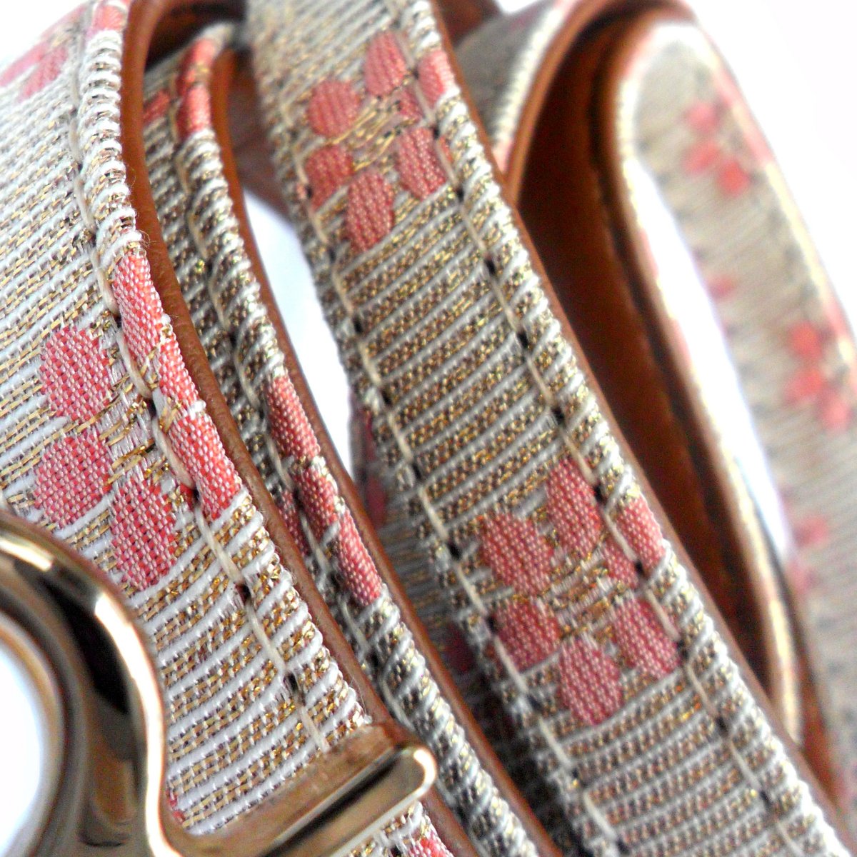 Laisse Tissu Fleurs pour Chien - Rose