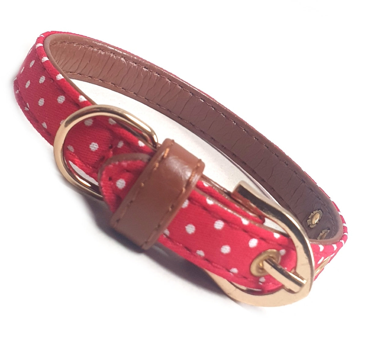 Collier Tissu Pois Rouge pour Chien