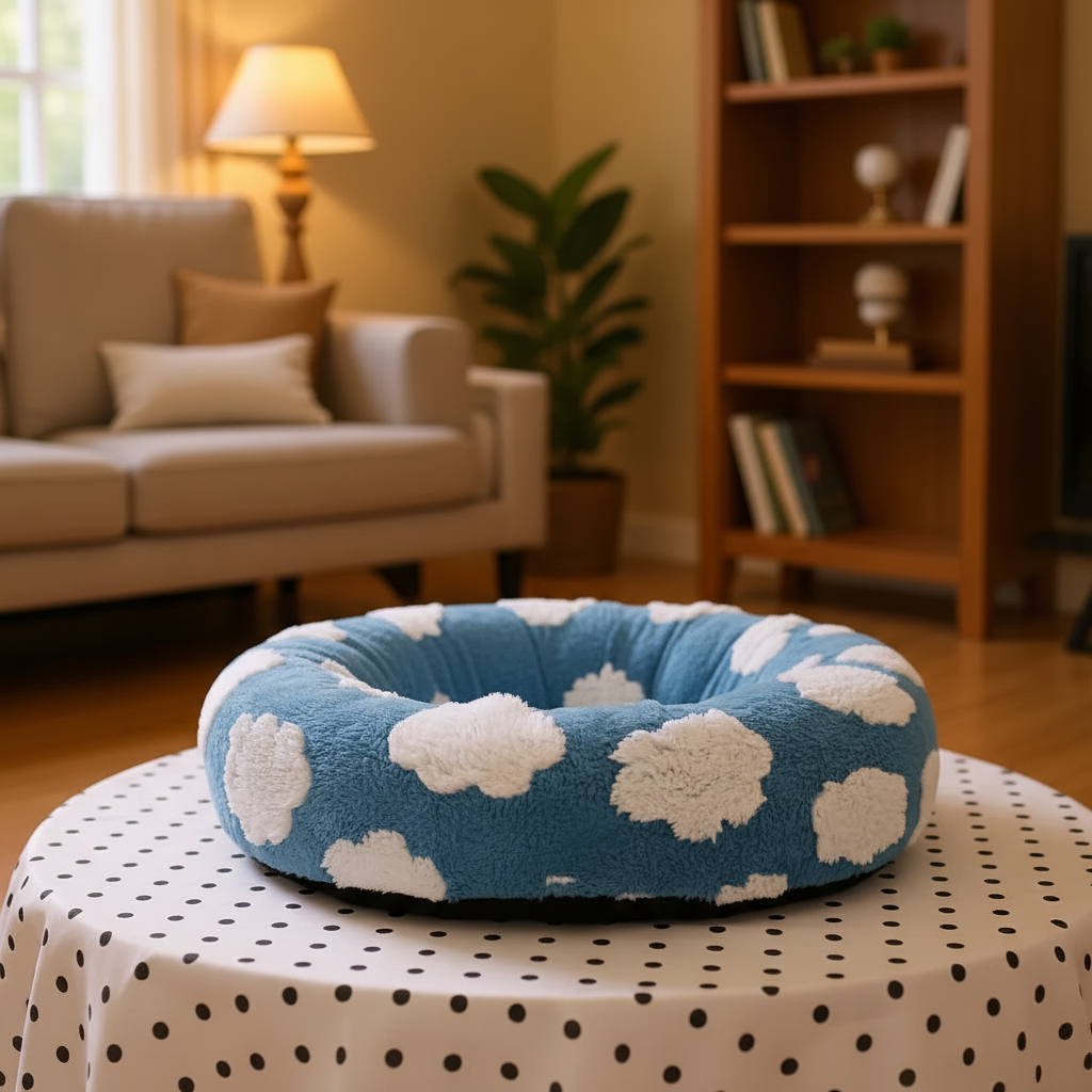 Lit Rond Moelleux pour Chien et Chat Toutes Saisons