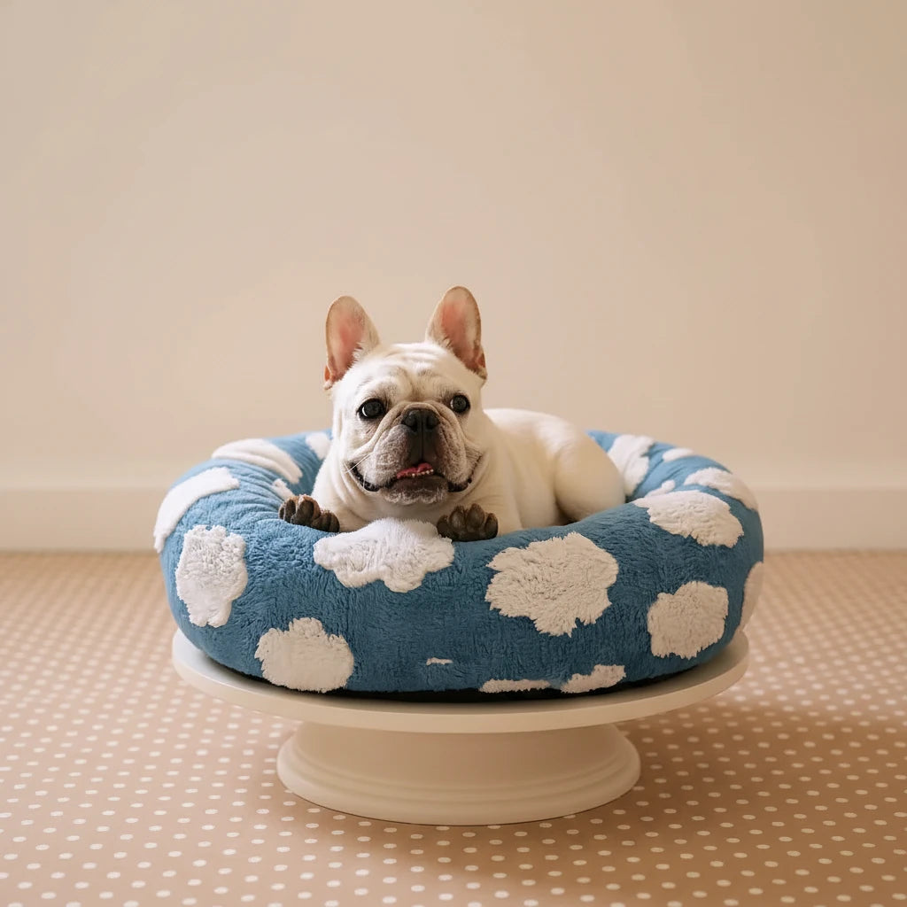 Lit Rond Moelleux pour Chien et Chat Toutes Saisons