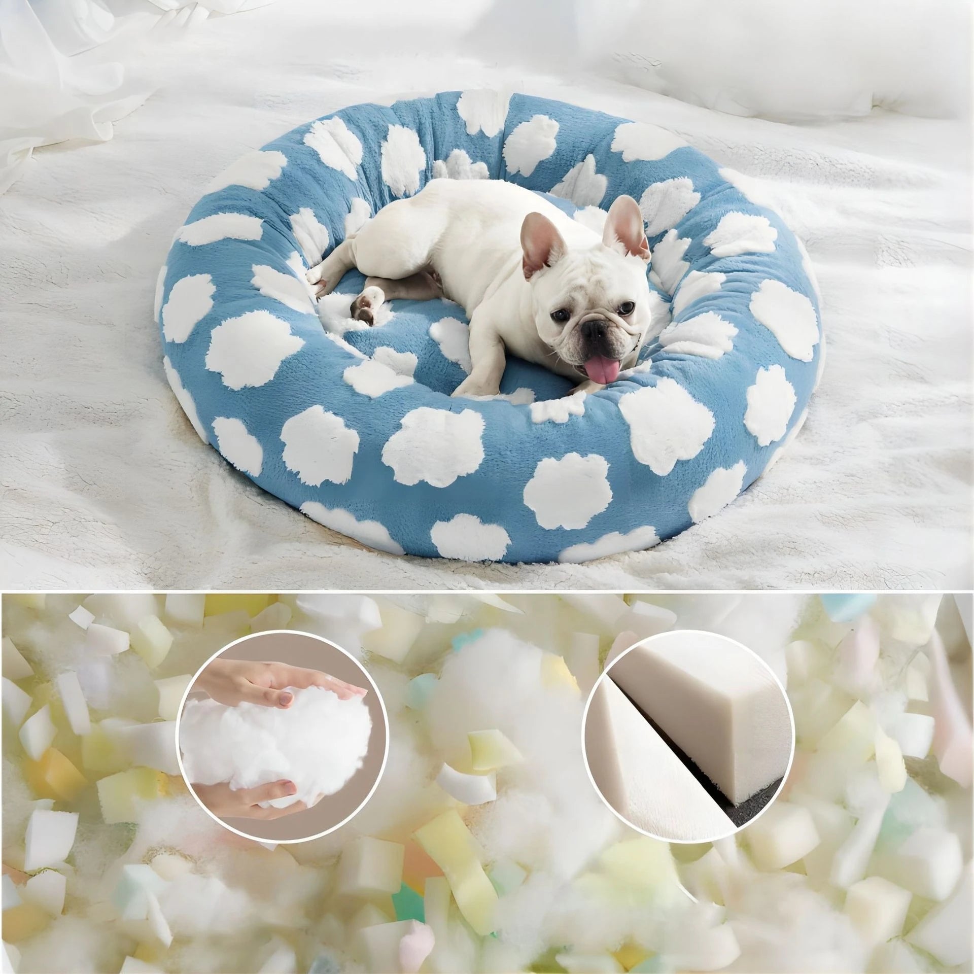 Lit Rond Moelleux pour Chien et Chat Toutes Saisons