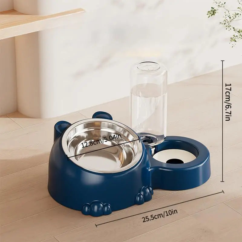 Gamelle Surlevée 2en1 avec Distributeur d'Eau