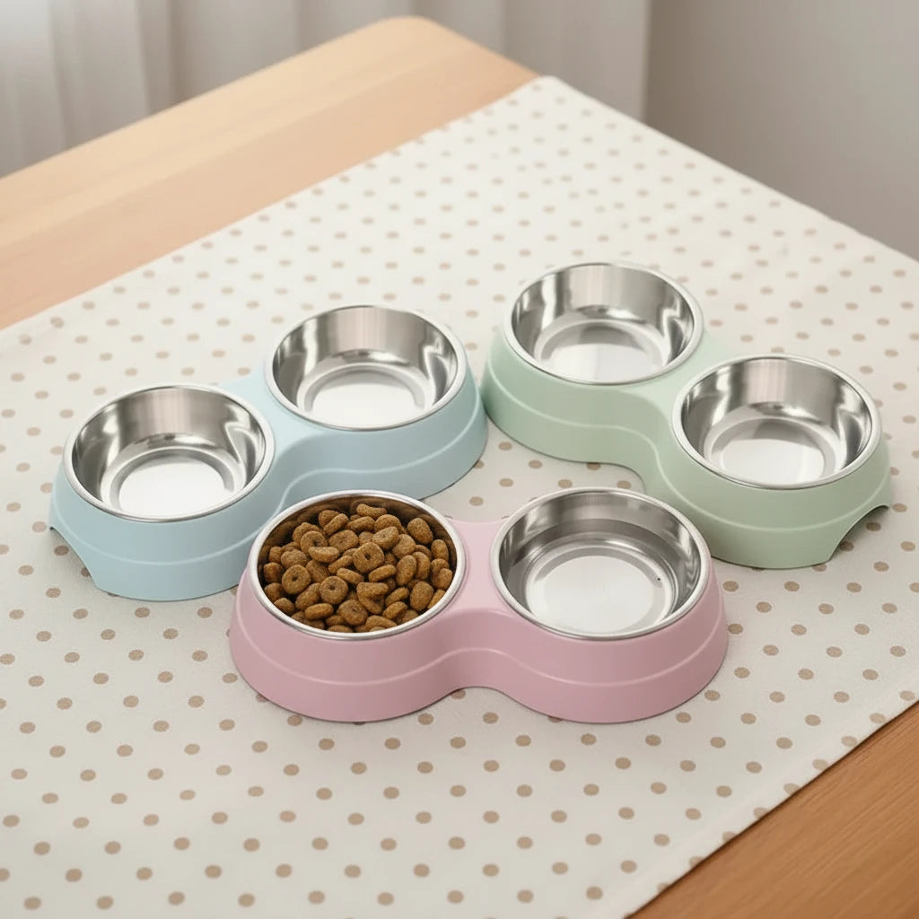 Double Gamelle Inox pour Chien et Chat