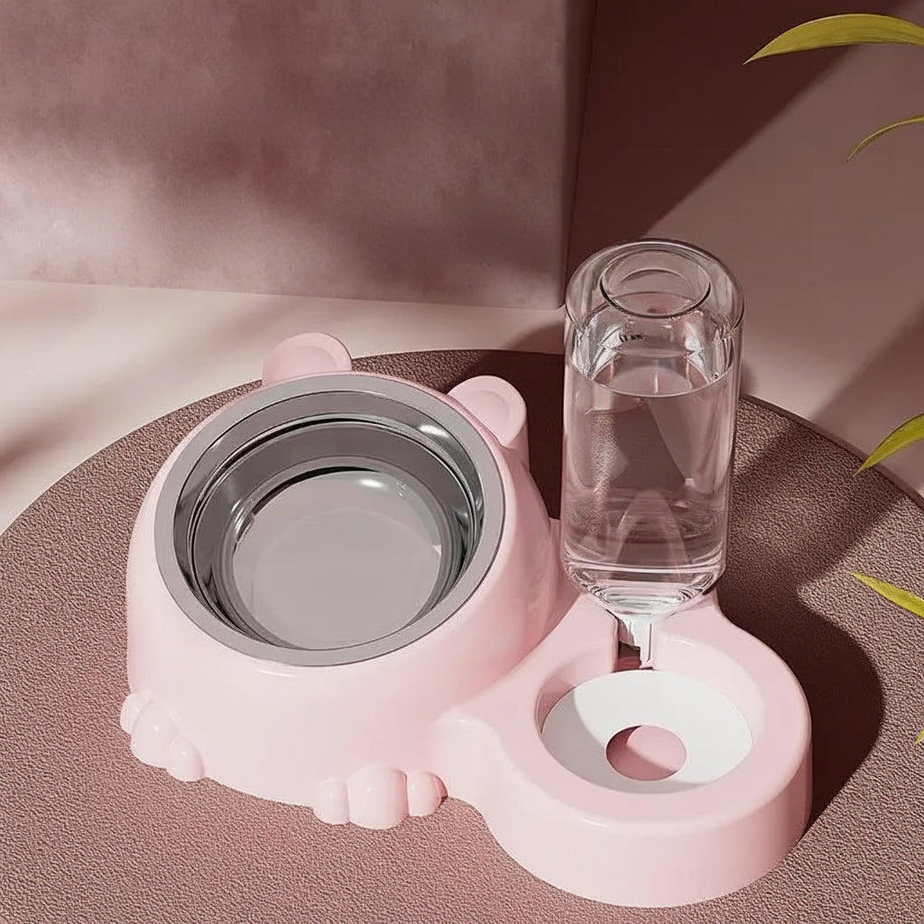 Gamelle Surlevée 2en1 avec Distributeur d'Eau